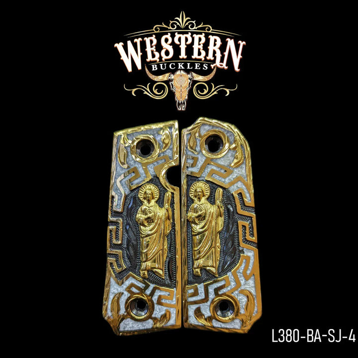 Cachas Llama 380 Grips San Judas Resina-The Western Buckles