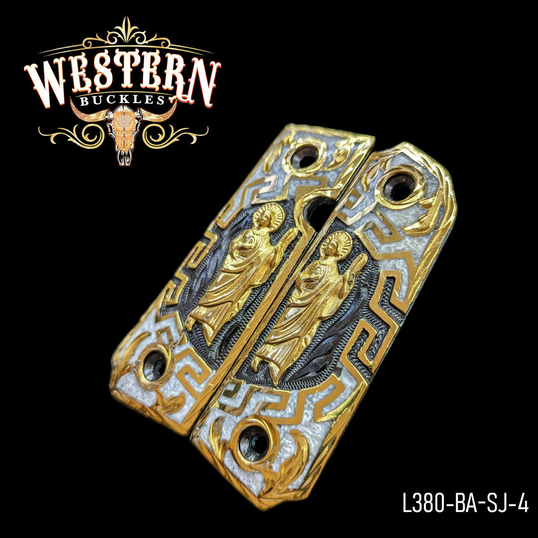 Cachas Llama 380 Grips San Judas Resina-The Western Buckles