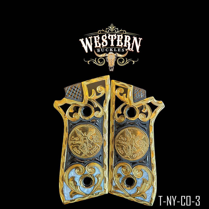 Cachas Taurus PT Centenario Resina y Dorado- Western Buckles