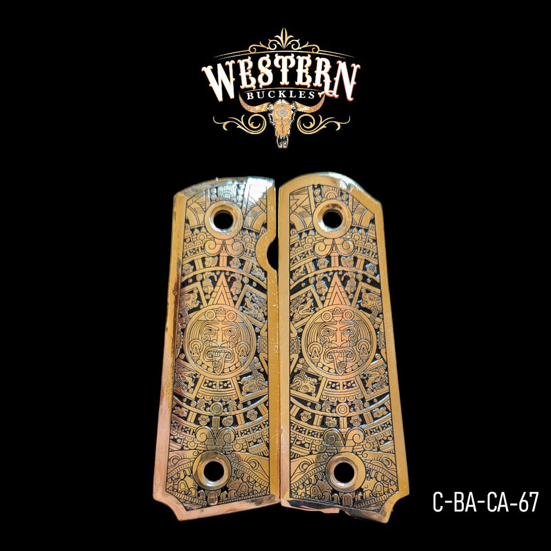 Calendar Custom Grips for 1911 Full-Size — 24K Gold-Plated with Black-The Western Buckles