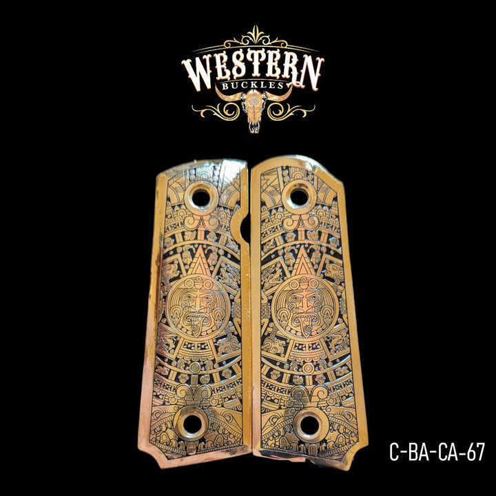 Calendar Custom Grips for 1911 Full-Size — 24K Gold-Plated with Black-The Western Buckles