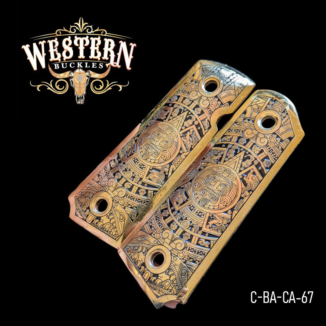 Calendar Custom Grips for 1911 Full-Size — 24K Gold-Plated with Black-The Western Buckles