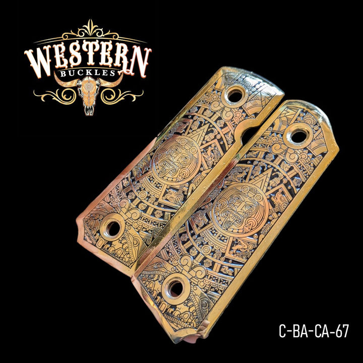 Calendar Custom Grips for 1911 Full-Size — 24K Gold-Plated with Black-The Western Buckles