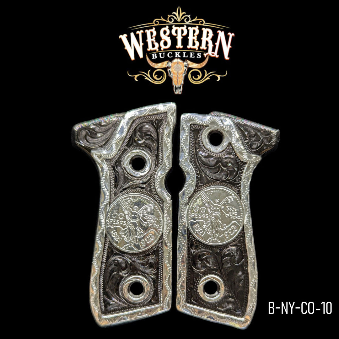 Centenario Custom Grips for Beretta 92FS — 24K Gold-Plated &amp; Silver-Plated-The Western Buckles