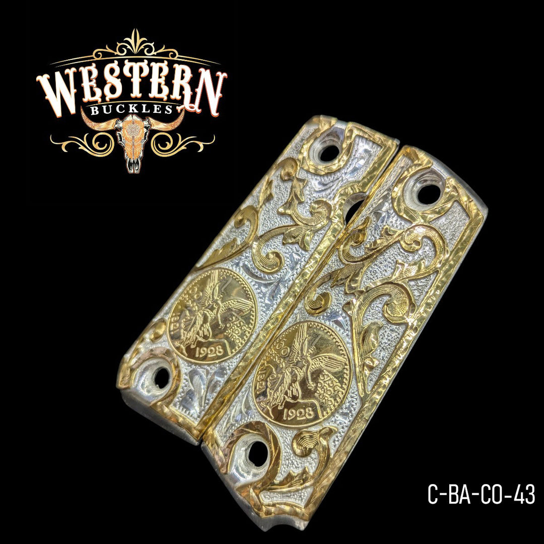 Centenario Custom Grips for Colt 1911 Full-Size — 24K Gold-Plated &amp; .925 Silver-Plated-The Western Buckles