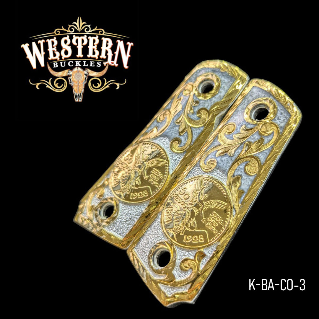 Centenario Custom Grips for the Colt 1911 Compact &amp; Defender — 24K Gold-Plated &amp; Artisan Resin