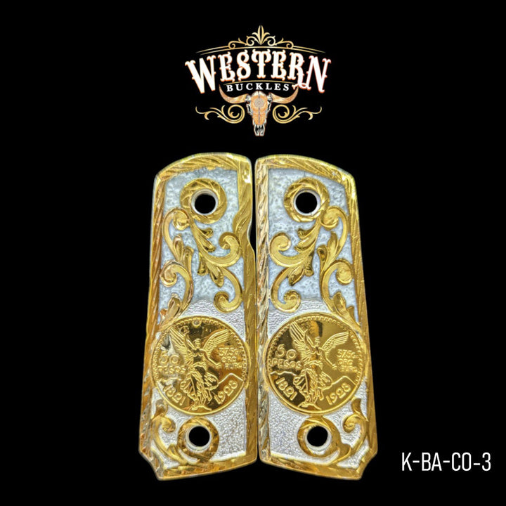 Centenario Custom Grips for the Colt 1911 Compact &amp; Defender — 24K Gold-Plated &amp; Artisan Resin