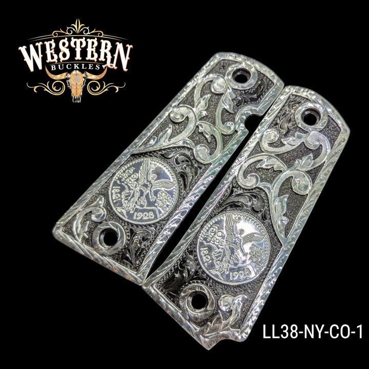 Centenario Custom Grips for the Llama 38 Super — Silver-Plated — detail