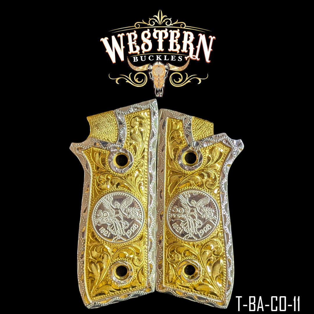 Centenario Custom Grips for the Taurus PT92 — 24K Gold-Plated &amp; Silver-Plated-The Western Buckles