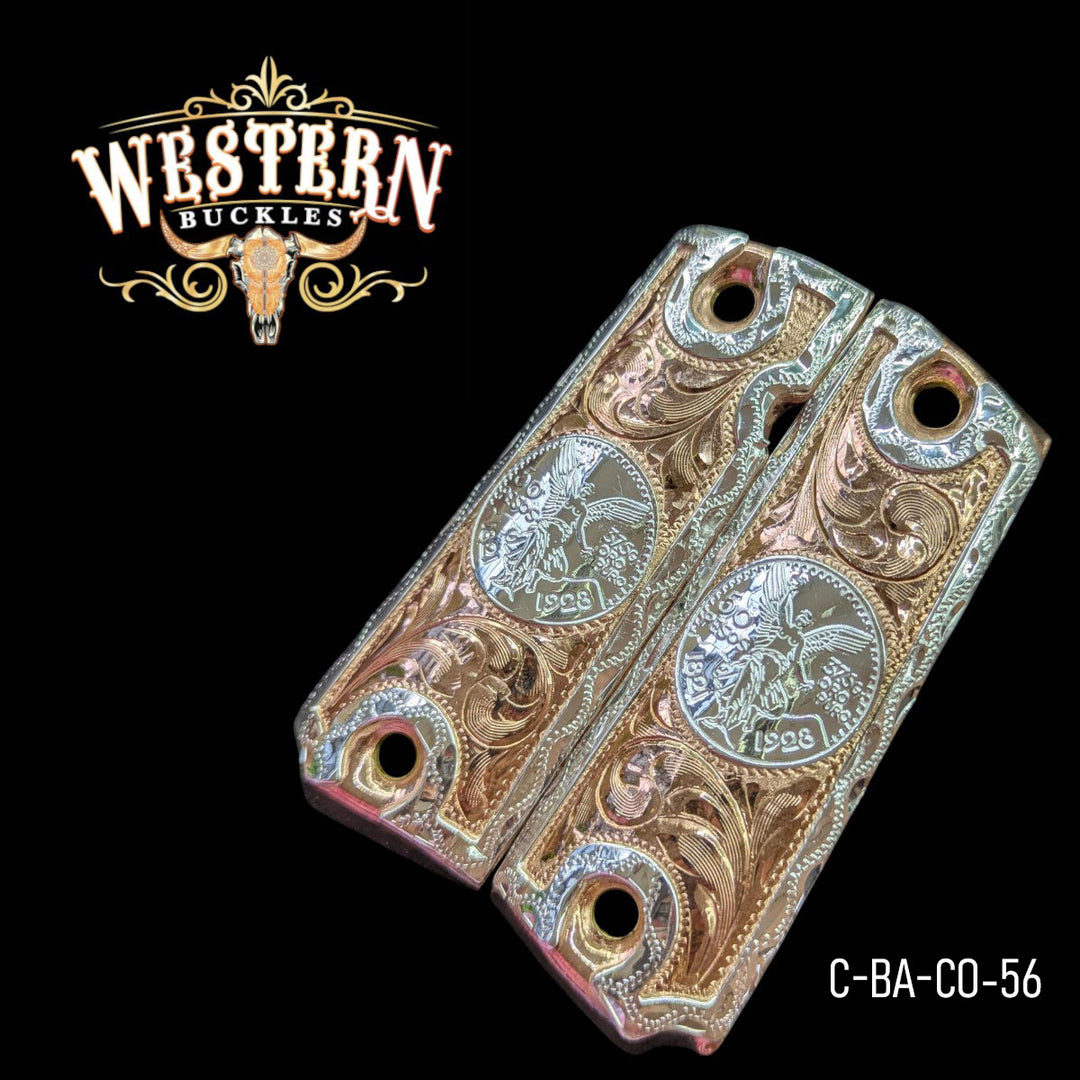 Centenario Grips for Colt 1911 — Rose Gold &amp; Silver Plating