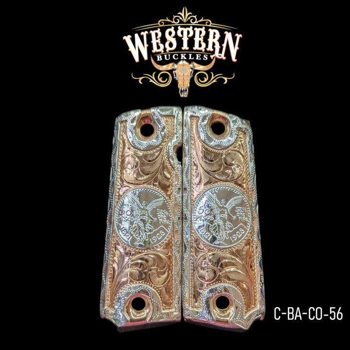 Centenario Grips for Colt 1911 — Rose Gold &amp; Silver Plating