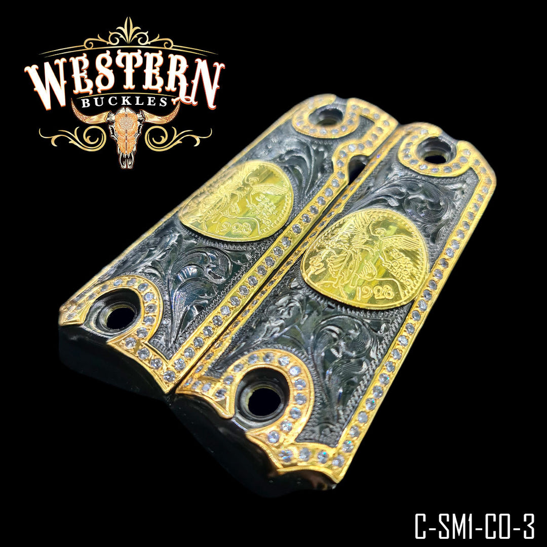 Centenario Grips for the Colt 1911 — 24K Gold Plating &amp; Zirconias-The Western Buckles
