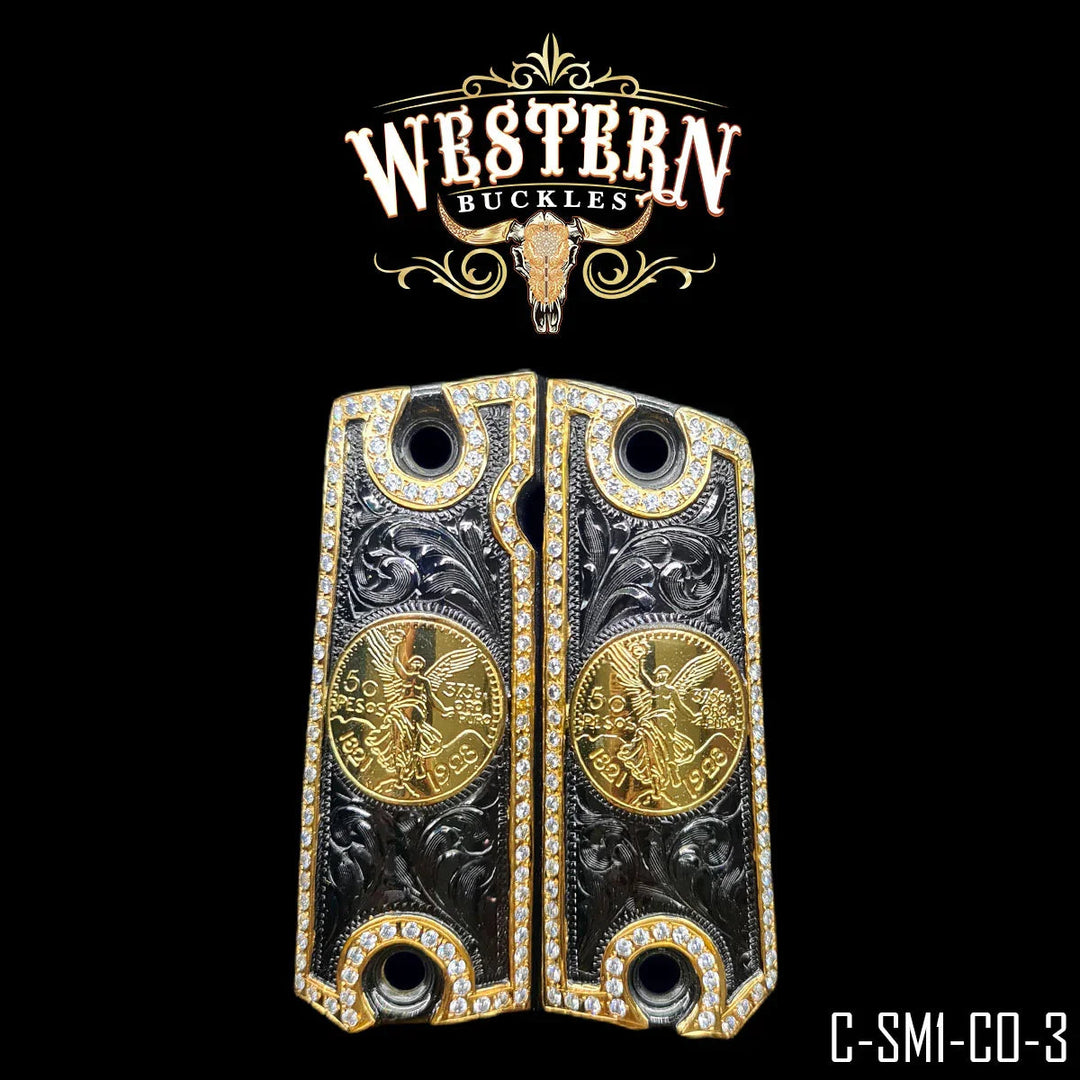 Centenario Grips for the Colt 1911 — 24K Gold Plating &amp; Zirconias-The Western Buckles