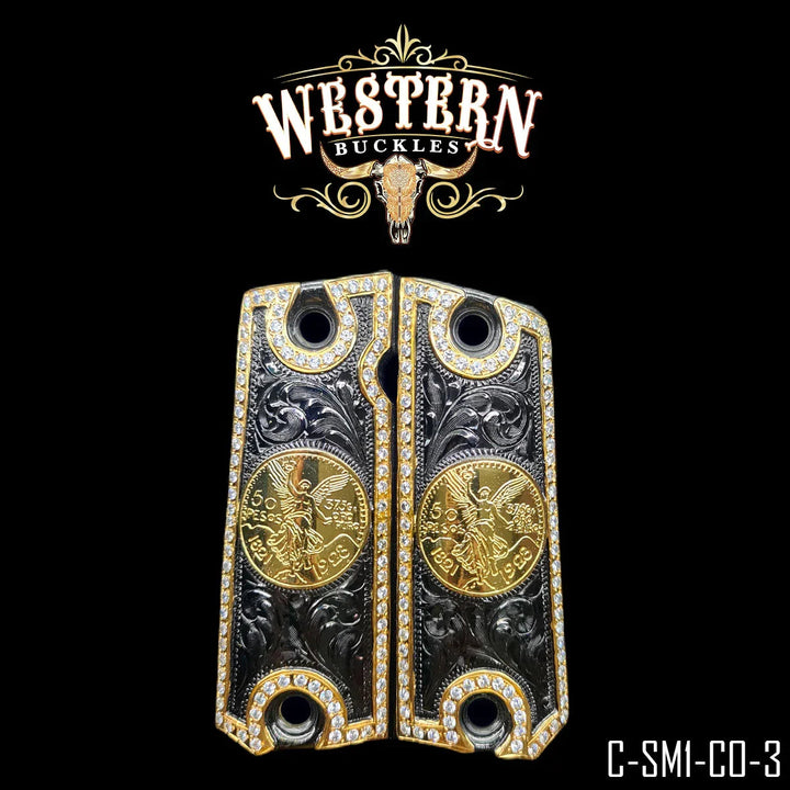 Centenario Grips for the Colt 1911 — 24K Gold Plating &amp; Zirconias-The Western Buckles