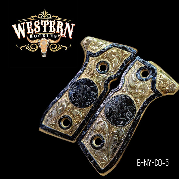 Centenario Hand-Engraved Grips for Beretta 92FS — 24K Gold-Plated