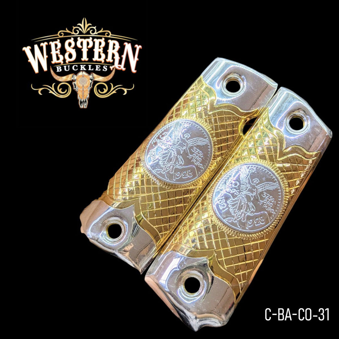 Centenario Hand-Engraved Grips for Colt 1911 Full-Size — 24K Gold-Plated