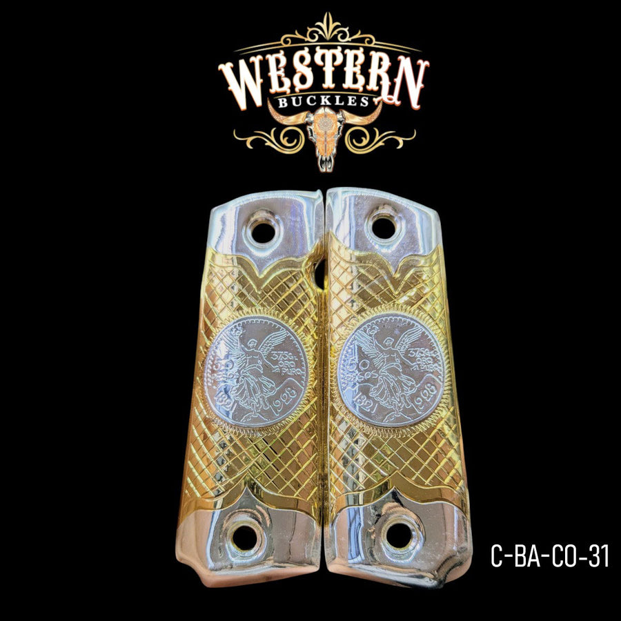 Centenario Hand-Engraved Grips for Colt 1911 Full-Size — 24K Gold-Plated