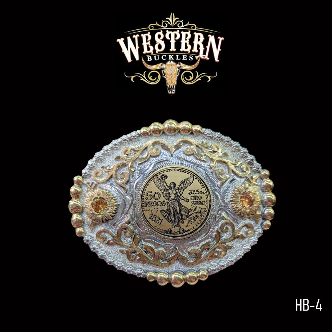 Centenario Trophy Belt Buckle- Silver and Gold-The Western Buckles