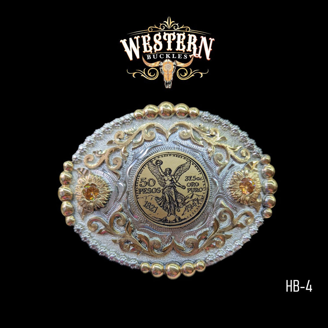 Centenario Trophy Belt Buckle- Silver and Gold-The Western Buckles