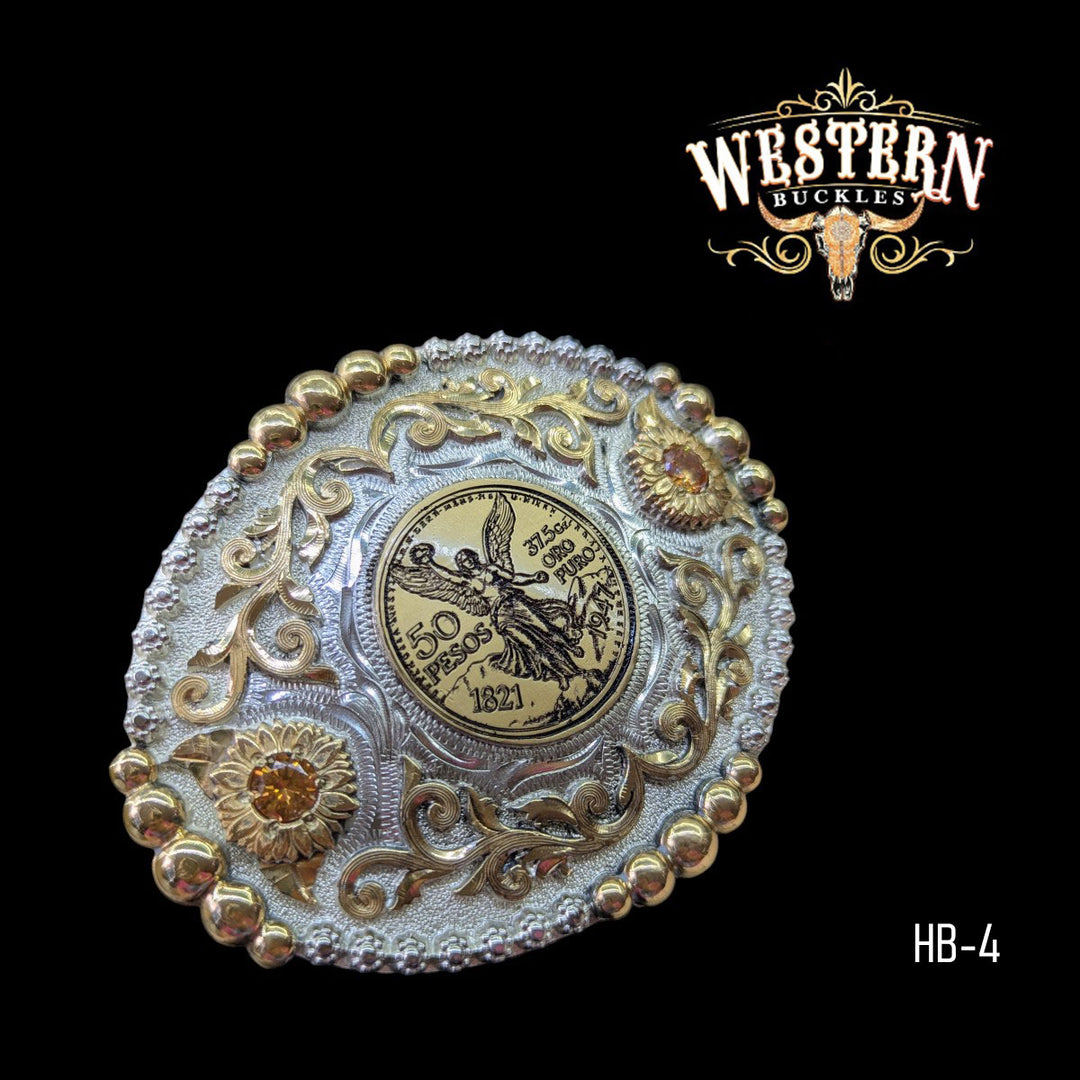 Centenario Trophy Belt Buckle- Silver and Gold-The Western Buckles