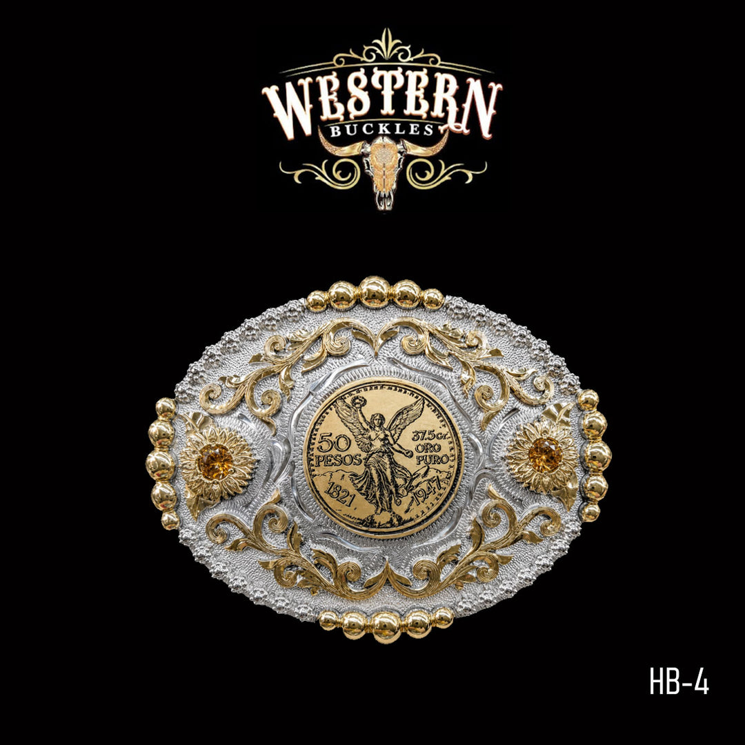 Centenario Trophy Belt Buckle · German Silver &amp; Brass-The Western Buckles