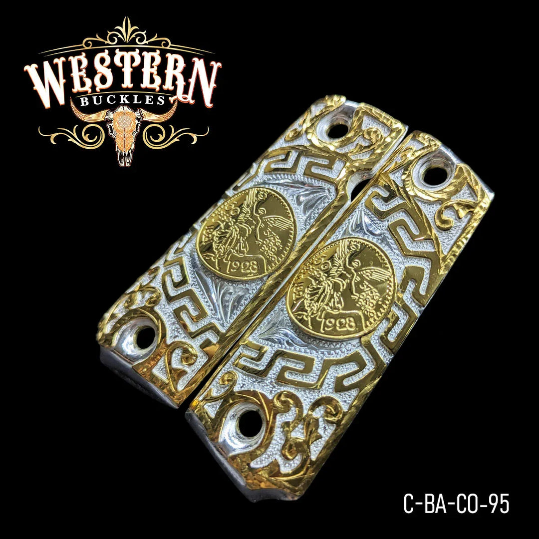 Cachas Colt 1911 Grips Centenario Oro y Plata-The Western Buckles