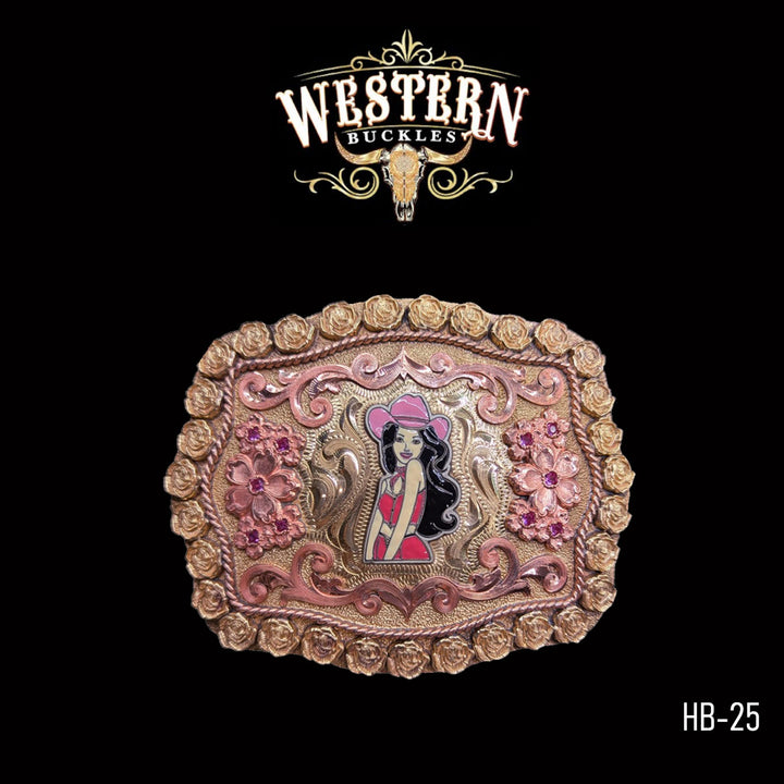 Cowgirl Trophy Belt Buckle · Brass &amp; Copper-The Western Buckles