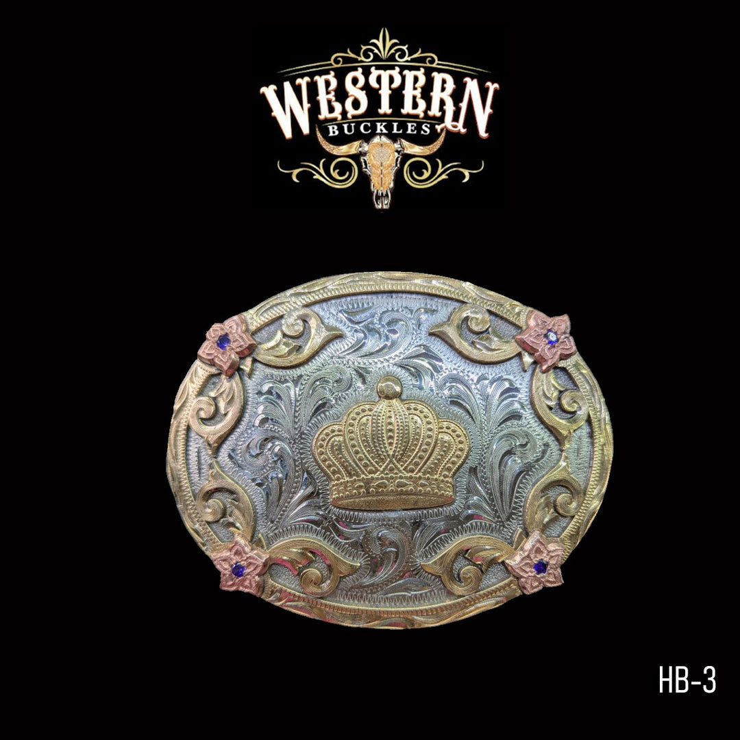 Crown Trophy Belt Buckle- Gold, Silver and Rose Gold-The Western Buckles