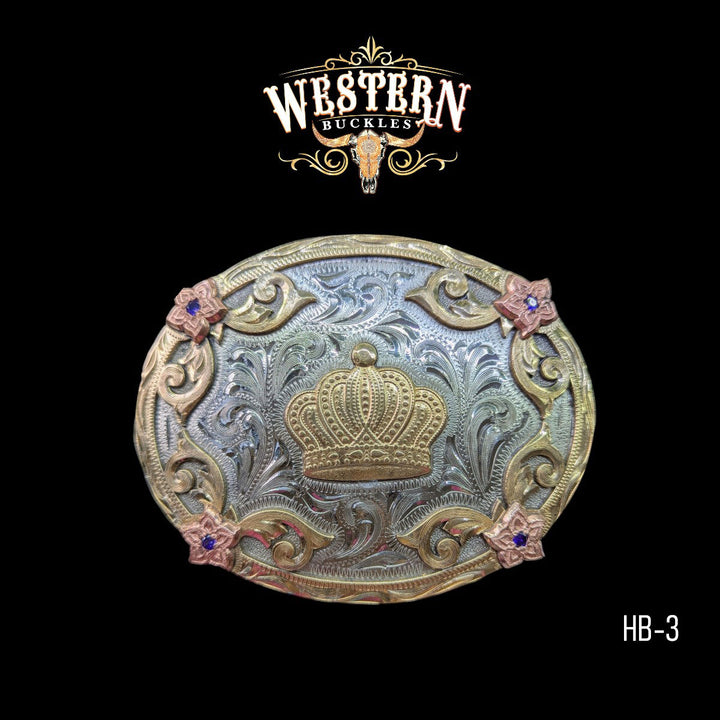 Crown Trophy Belt Buckle- Gold, Silver and Rose Gold-The Western Buckles