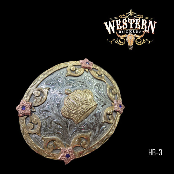 Crown Trophy Belt Buckle- Gold, Silver and Rose Gold-The Western Buckles