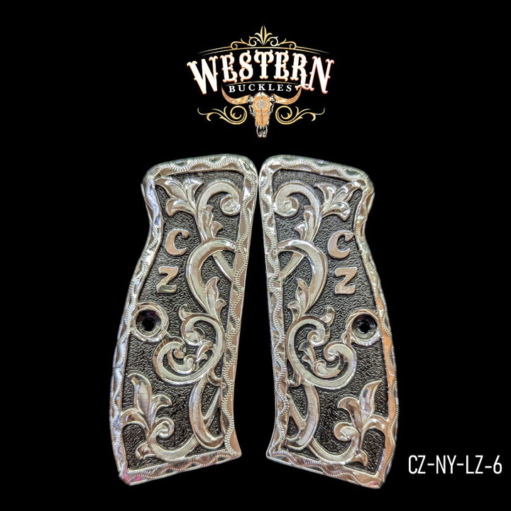 Cz 9mm Engraved Silver and Black-The Western Buckles