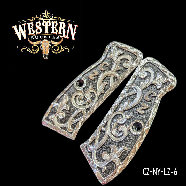 Cz 9mm Engraved Silver and Black-The Western Buckles