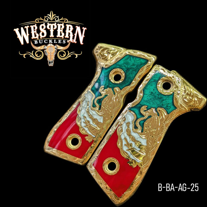 Eagle Grips for Beretta 92FS — 24K Gold-Plated with Tricolor Resin