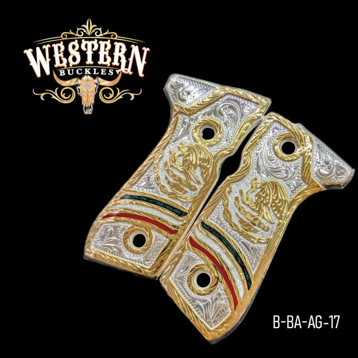 Eagle Grips for Beretta 92FS — 24K Gold &amp; Silver Plating