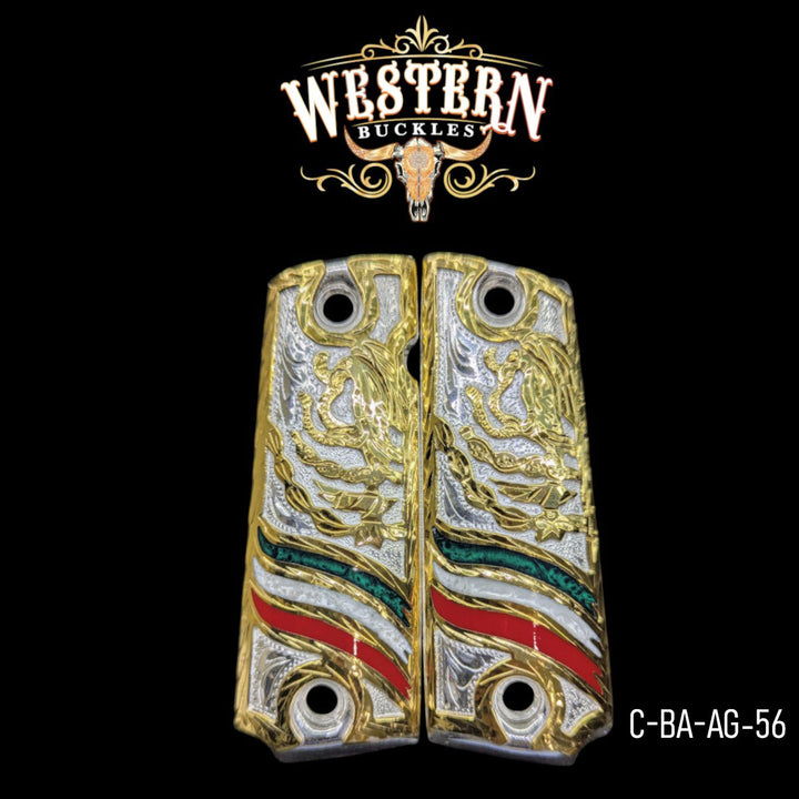 Eagle Grips for Colt 1911 Full-Size — 24K Gold &amp; Silver Plating-The Western Buckles