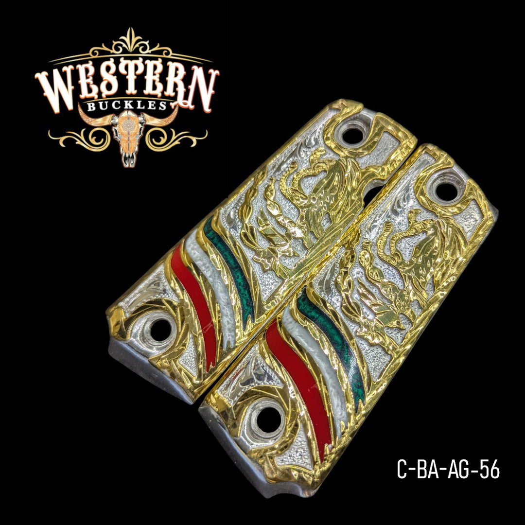 Eagle Grips for Colt 1911 Full-Size — 24K Gold &amp; Silver Plating-The Western Buckles