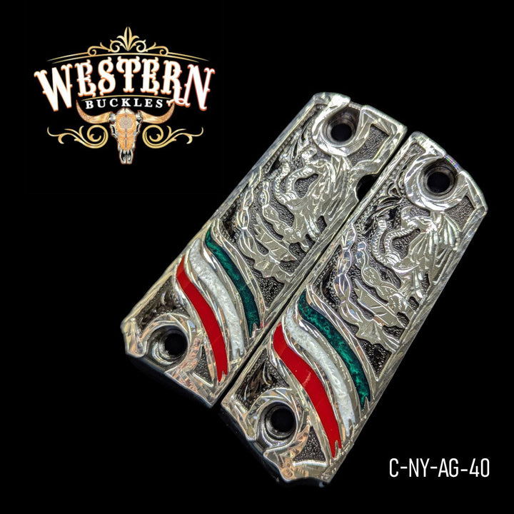 Eagle Grips for Colt 1911 Full-Size — Silver-Plated &amp; Black Nickel