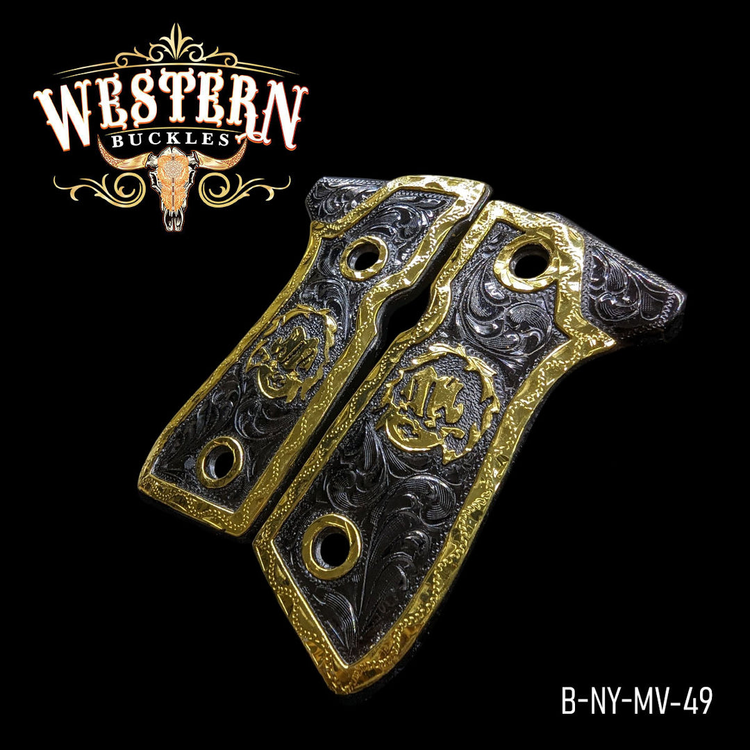 Evil Doll Custom Grips for Beretta 92FS — 24K Gold-Plated-The Western Buckles