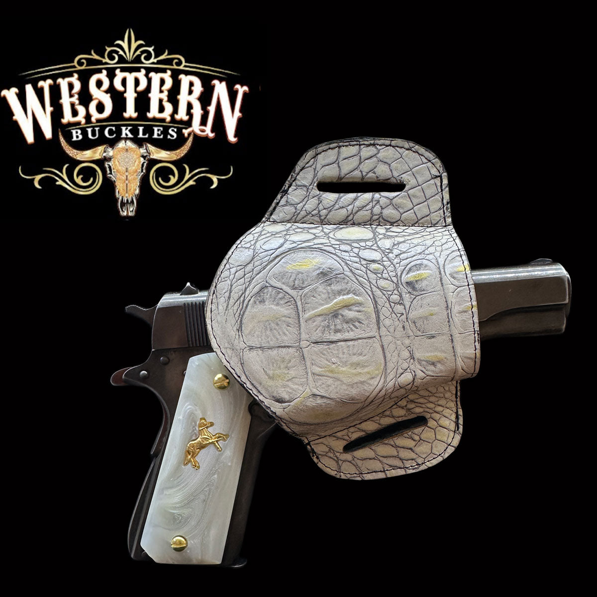 Gun Holster Funda Cocodrilo Blanco