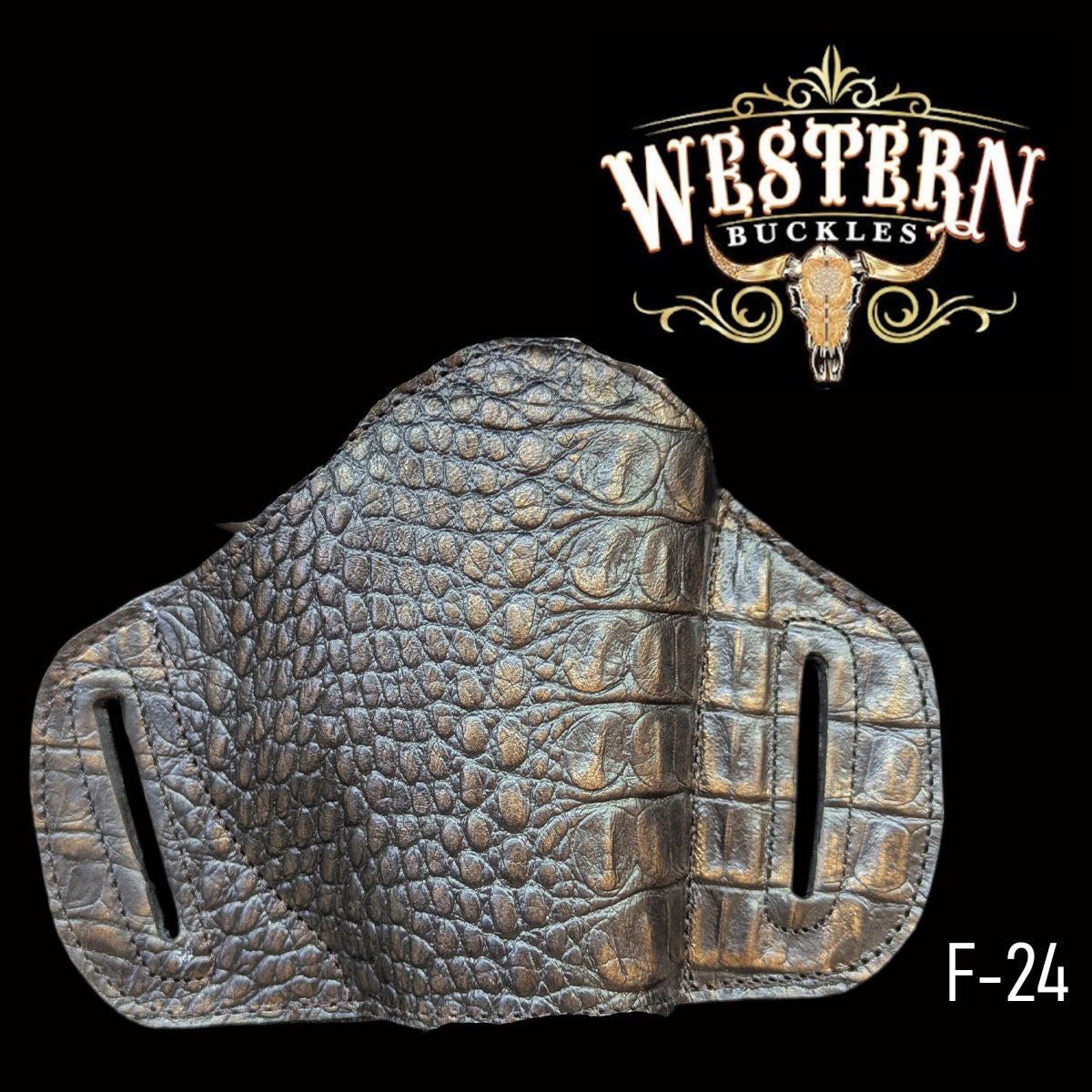 Gun Holster Funda Cocodrilo Cafe Brillante