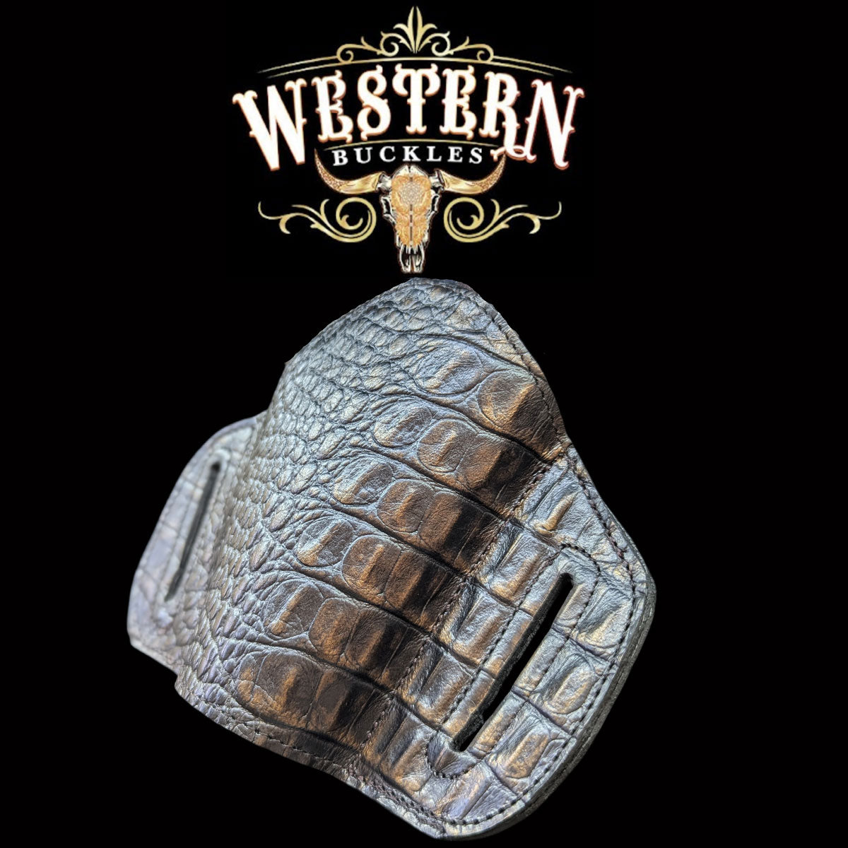 Gun Holster Funda Cocodrilo Cafe Brillante