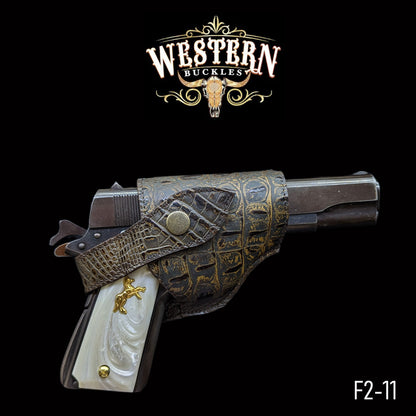 Gun Holster Funda Cocodrilo Cafe.