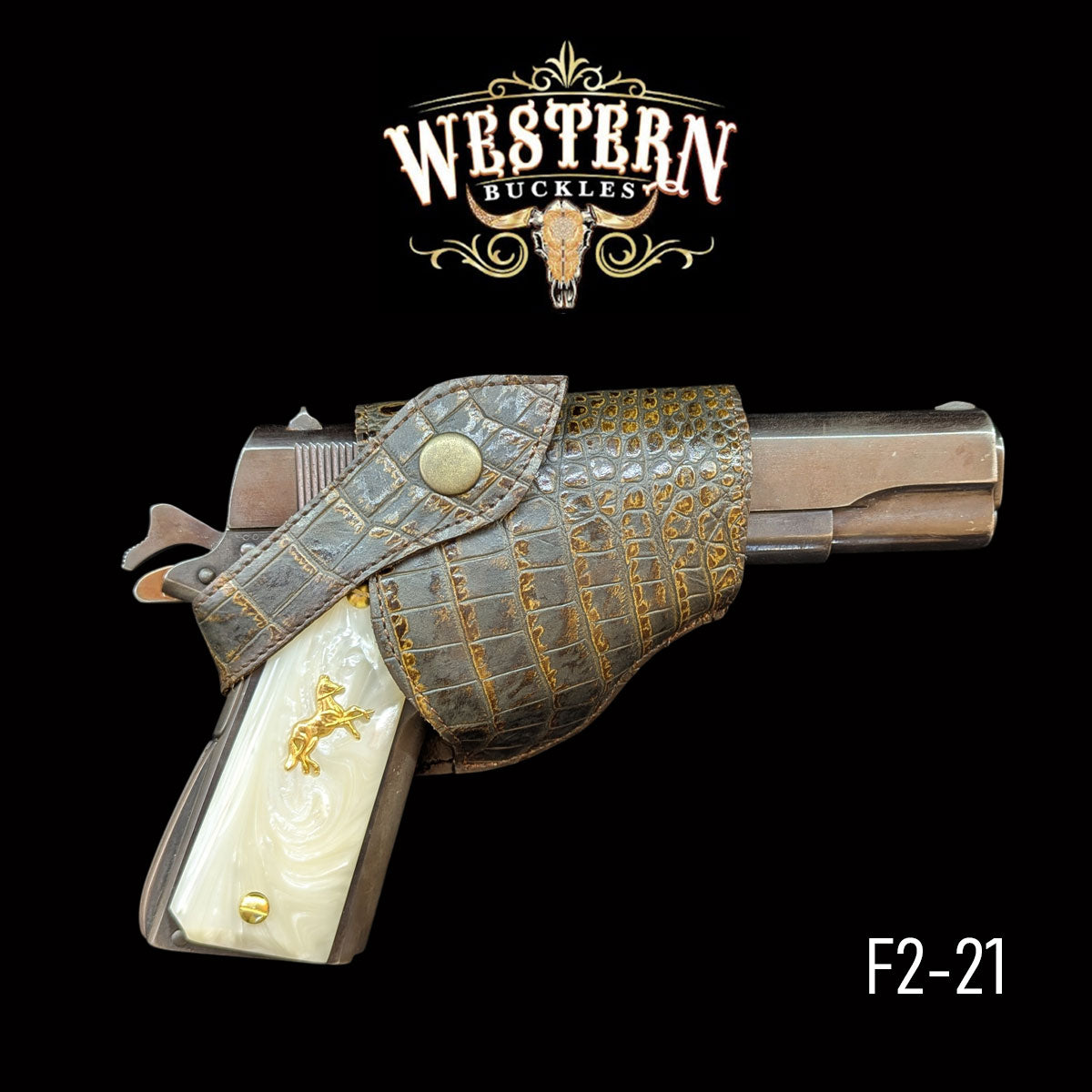 Gun Holster Funda Cocodrilo Cafe