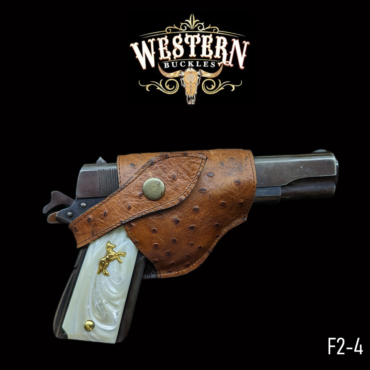 Gun Holster Funda Avestruz Cafe