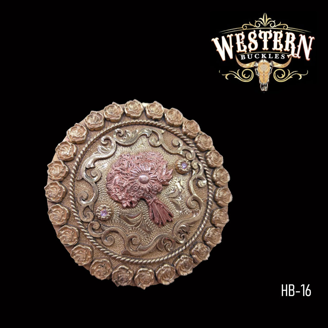 Floral Trophy Belt Buckle · Brass &amp; Copper-The Western Buckles