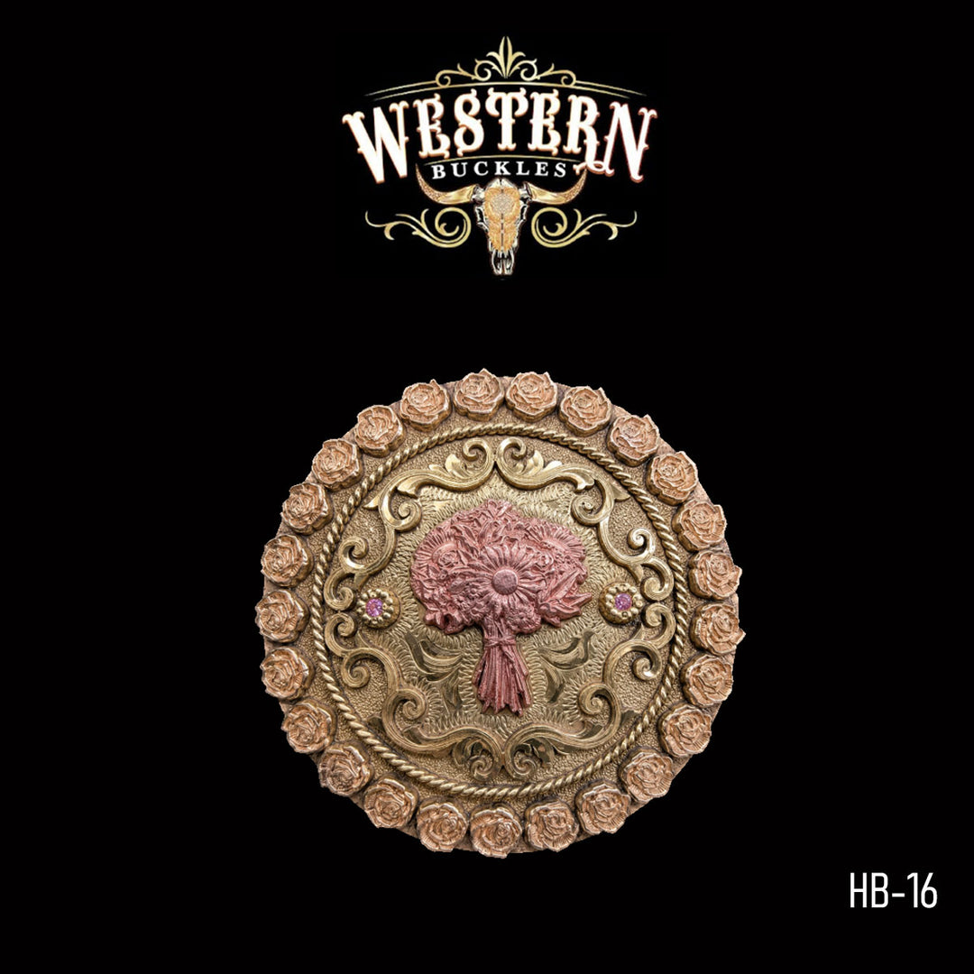 Floral Trophy Belt Buckle · Brass &amp; Copper-The Western Buckles