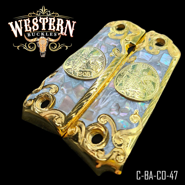 Full Size 1911 Centenary Pearl Resin and Gold-The Western Buckles
