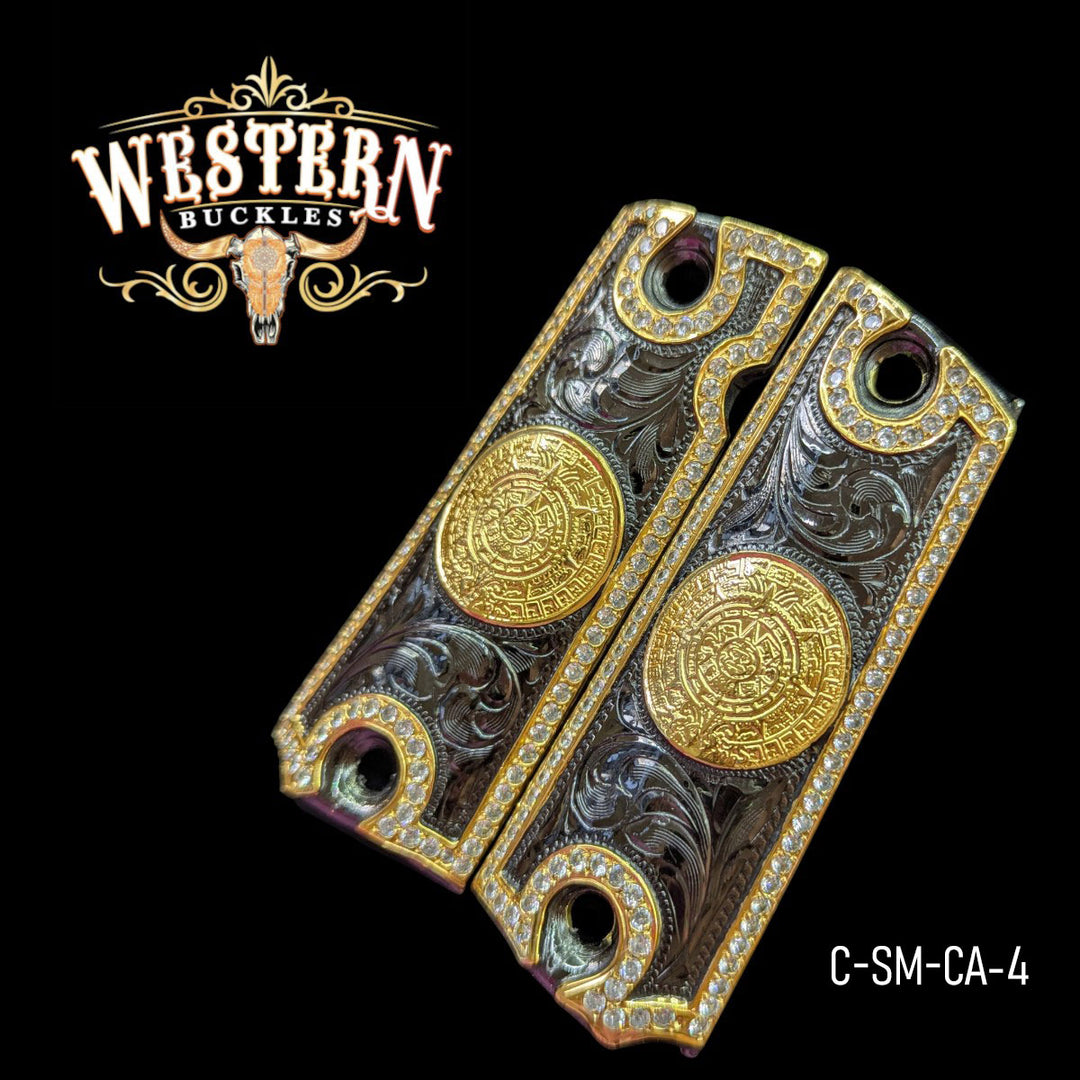 Full Size 1911 Eagle Black Nickel White Zircoins-The Western Buckles
