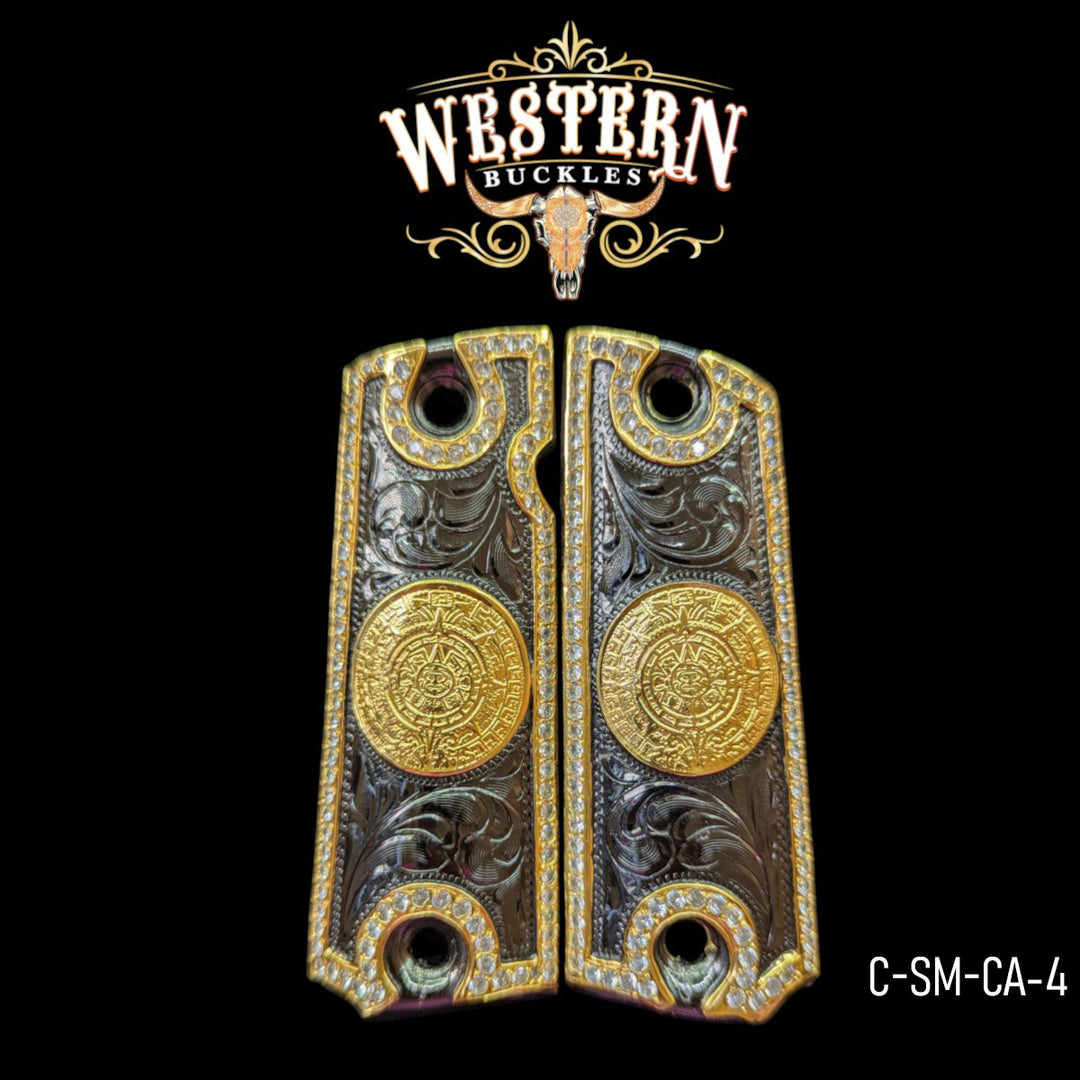 Full Size 1911 Eagle Black Nickel White Zircoins-The Western Buckles