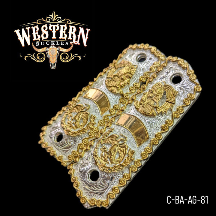 Full Size 1911 Eagle and Aztec Gold with Silver-The Western Buckles